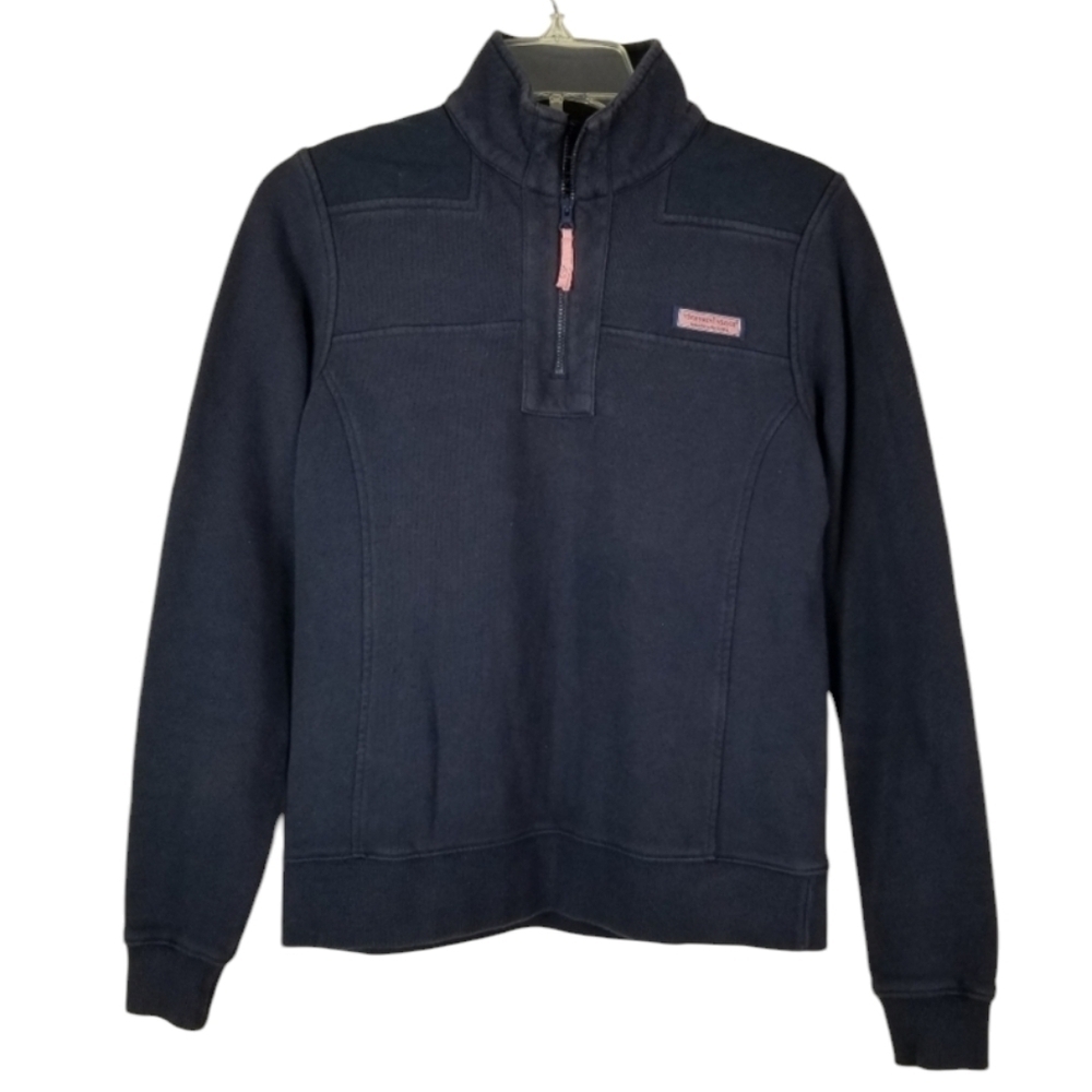 Vineyard Vines Womens 1/4 Zip Sweatshirt Size XS Dark Blue Pull Over Pockets